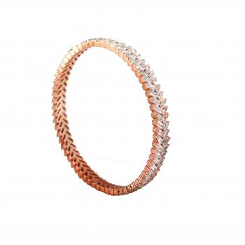 Nickel-Free Rose Gold Plated CZ Stone Seated Bangle 
